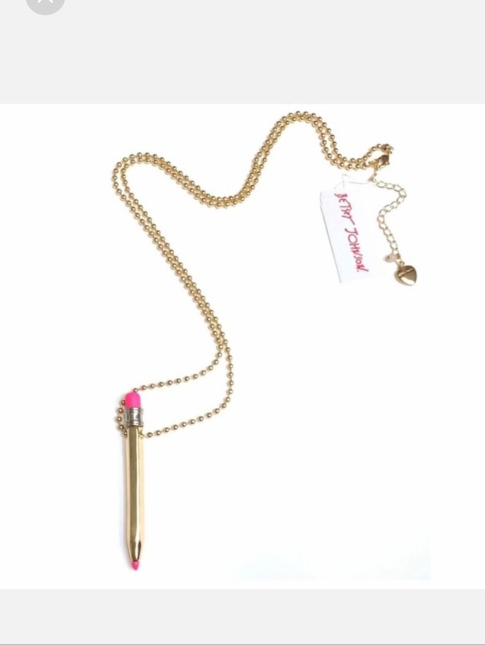 Betsey Johnson Retired 'Back To School' Gold-Tone Long Pencil Necklace NIB